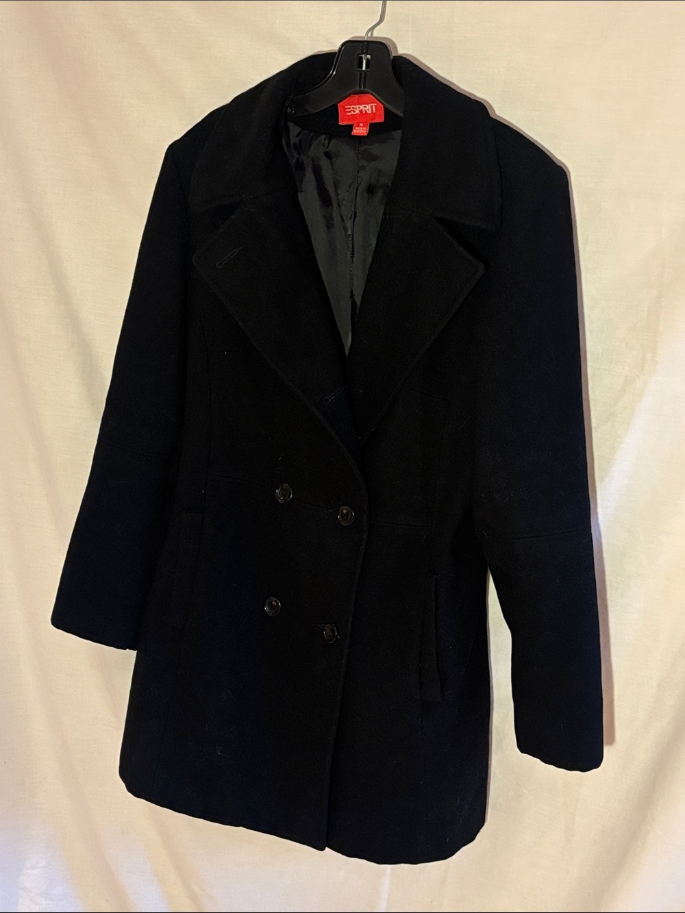 Esprit Black Double-Breasted Pea Coat
